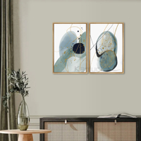 Lot de 2 tableaux modernes abstraits à motifs verticaux, encadrés en plastique flottant, avec détails en feuille d'or, pour décoration murale, 40x60cm, sur toile