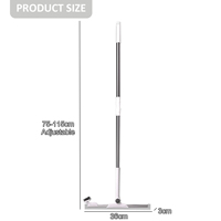 Balai magique trois-en-un de 36cm pour la maison, la salle de bain, grattoir et raclette en silicone avec poignée en plastique pour le nettoyage des toilettes