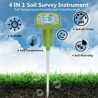 Testeur de sol 4 en 1 avec détection de pH/température/humidité/lumière ℃ / ℉   Interrupteur, maintien des données et rétroéclairage pour l'agriculture/le jardinage