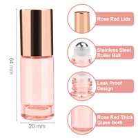 Bouteilles en verre à rouleau plat de 5ml 10ml avec métal or rose pour couvercle à bille quantité minimale de commande de parfum d'huiles essentielles transparentes 100 pièces