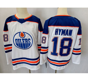 Jersey de Hockey sobre Hielo Personalizado, Azul, Naranja y Blanco, con Emblema de Gota de Aceite, Cuello en V, Sublimado, de Poliéster, para Hombre y Mujer - Product Image 5