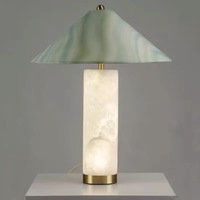 Lampe de table moderne de luxe en pierre d'albâtre naturelle avec base rétroéclairée et lumineuse pour projets hôteliers, chevets de villa, vente en gros OEM