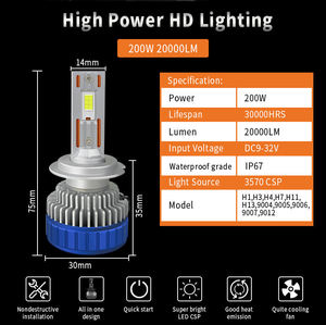 Luces LED para Auto N8 H1, Bombillas LED para Faros Delanteros H4, H7, 9005, 9012, 12v, Lámparas LED COB para Auto N8 H11 - Product Image 6