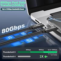 Cable Thunderbolt 5 Tipo C PD240W 5A, Transmisión de Datos de 80 Gbps, Pantalla de Video 16K60Hz 8K60Hz, Cable de Carga Rápida para Disco Duro de Computadora