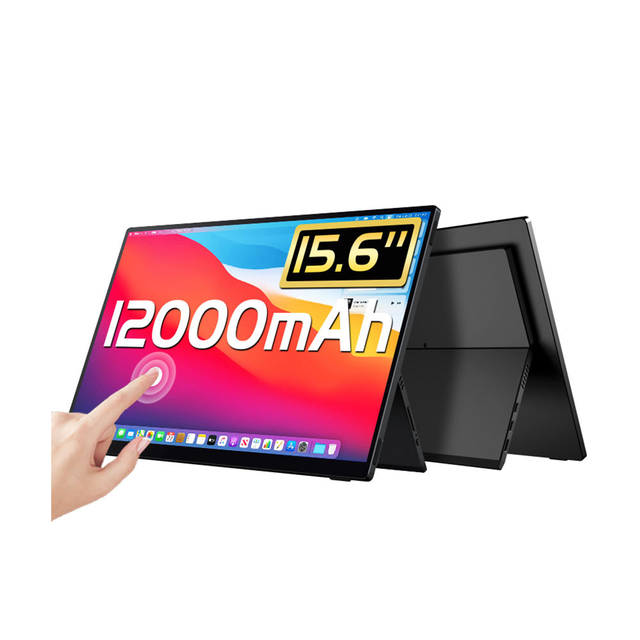 15.6'' Portable Widescreen Monitor FHD IPS LCD 16:9 Aspect Ratio Built-in Battery Two Speakers Stand Aluminum Alloy Material