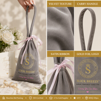 Pochette en velours personnalisée avec logo imprimé, sac de luxe à poignée en velours, idéal pour mariage, fête, cadeau, emballage de chaussures, pochette anti-poussière à cordon.