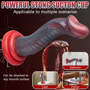 ดิ๊กโด้รูปงูแฟนตาซี คิงโคบร้า สำหรับนวดจุดจีและต่อมลูกหมาก ของเล่นทางเพศ ดิ๊กโด้รูปทรงเอเลี่ยน พร้อมจุกดูดสุญญากาศแรง - Product Image 3