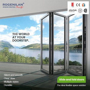 Rogenilan AS2047 CE <span class=keywords><strong>Porte</strong></span> Pliante Accordéon Extérieure en <span class=keywords><strong>Aluminium</strong></span> à Double Vitrage Faible Émissivité, Coulissante pour Balcon ou Patio - Product Image 4