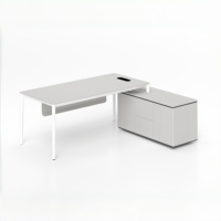 Bureau de direction en L moderne - Poste de travail commercial - MDF écologique thermolaqué - Convertible - Modulaire - Extensible