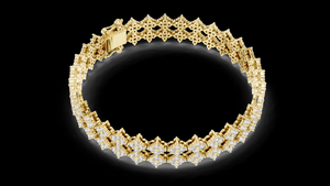 Bracelet pour femme en or géométrique floral avec diamants de laboratoire cultivés, fabriqué en or 14K 18K, avec un motif floral unique, cadeau de fête - Product Image 2