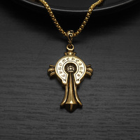 Kalung Liontin Hip Hop Rock Vintage Punk Salib Kristen Geometris Baja Tahan Karat Perhiasan Fashion untuk Pria Grosir Protestan