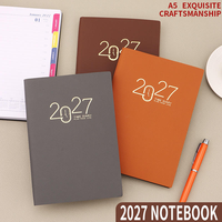 Agenda 2027 A5 en cuir, cousu, imprimé, carnet de notes, journal quotidien, calendrier annuel