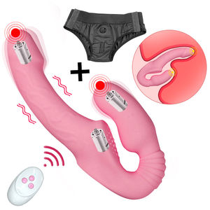 Realistischer Dildo-Vibrator Strapless Strapon Dildo-Vibrator Weibliches Doppel-Vibrations-Sexspielzeug für Lesbische Paare Erotisches Sexshop-Produkt - Product Image 1