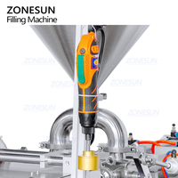 ZONESUN ZS-GTSP2 Semi Automatique Double Tête Piston Pompe De Bureau Épais Liquide Pâte Doypack Bec Poche Remplissage Capsulage Machine