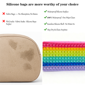 Bolsa de Maquillaje de Silicona Arcoíris, Organizador de Cosméticos, Suave al Tacto, Fácil de Limpiar, Gran Capacidad, para Brochas de Maquillaje, Cosméticos y Viajes - Product Image 5