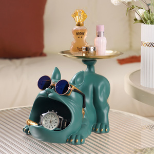 Artesanía de resina puerta de entrada Zapatero inauguración de la casa decoración de sala de estar y dormitorio adornos <span class=keywords><strong>Bulldog</strong></span> francés caja de almacenamiento de llaves - Product Image 4