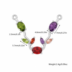 18K Vergoldete Kupfer-Tulpen-Doppelanhänger-Halskette, Modischer Zirkon-Blumenanhänger, DIY-Schmuck mit Edelstahlkette - Product Image 6