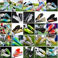 Özel profesyonel çocuk erkek futbol ayakkabıları TF/FG futbol kramponları yüksek ayak bileği adam yetişkin futbol Futsal Cleats eğitim spor ayakkabı