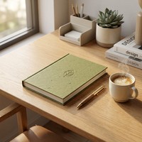 Carnet en papier à couverture rigide en fibres végétales avec logo personnalisé, gaufré, pour la planification et l'écriture, idéal comme cadeau d'entreprise