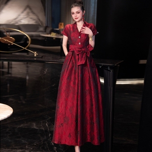 Abbigliamento donna <span class=keywords><strong>Boutique</strong></span> all'ingrosso per l'estate nuovo abito da banchetto elegante con orlo lungo Jacquard temperamento taglie forti vestito 4XL - Product Image 6