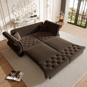 Canapé-lit Chesterfield classique de 83,8 pouces en velours, <span class=keywords><strong>convertible</strong></span> avec capitonnage floral, design intemporel, canapé-lit durable - Product Image 3