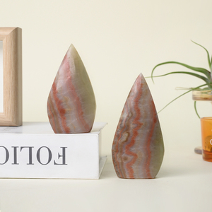 Venta al por Mayor de Piedras Curativas de Jade Natural Talladas a Mano con Forma de Llama de Fuego para Decoración - Product Image 5
