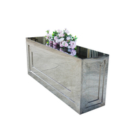 Table de bar longue de luxe en acier inoxydable poli miroir argenté pour banquet de mariage