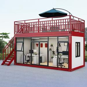 غرفة شمسية حديثة من الفولاذ قابلة للتركيب في الهواء الطلق، منزل حاويات مستقل بذاته ذو طبقتين، فيلات بجدران زجاجية، مكاتب، فنادق، مراكز تسوق - Product Image 6