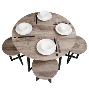 Mesa de Comedor Redonda de Madera de Fabricación Profesional, Juego de Mesa de Comedor de Madera que Ahorra Espacio para 4 Personas - Product Image 3
