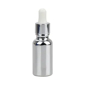 Luxury shiny silver or gold essential oil bottle with aluminum dropper 30ml