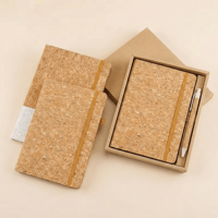 Ensemble de carnets personnalisés A5 en liège écologique et papier Dowling avec stylo en paille de blé, cadeau d'affaires durable en lin, papeterie de bureau