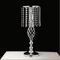 Perles acryliques dorées Chaîne de rideaux en cristal Support de fleurs en métal torsadé Vase Centres de table pour mariage Décorations de mariage de fête