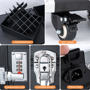 KONCAI 最新 カスタマイズ ネイルテーブル ローリング ネイルポリッシュ収納ケース サロン マニキュアデスク アルミトロリー ネイル技術者用テーブル - Product Image 2