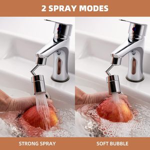 Aireador de grifo de baño con doble rociador cromado 720, rociador de boquilla de 2 funciones con ángulo grande <span class=keywords><strong>para</strong></span> lavado de cara y enjuague de <span class=keywords><strong>ojos</strong></span> - Product Image 3