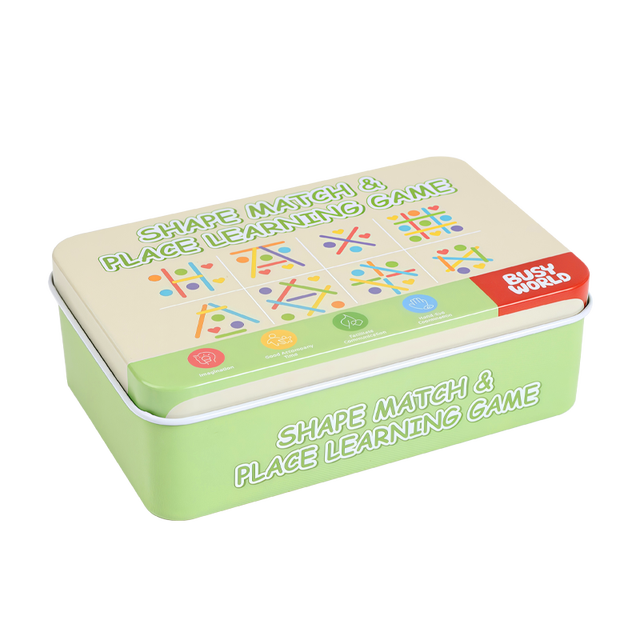 CE CPC Wholesale Creative Shape Matching Place Learning Game Wooden Stick Tin Box Brain Training for Kids