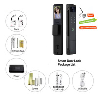 Serrure de porte intelligente Glomarket Tuya App avec interphone vidéo actif, Wi-Fi, reconnaissance faciale 3D, empreinte digitale, mot de passe, carte, entrée sans clé