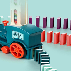 Train <span class=keywords><strong>Domino</strong></span> Électrique TCXW031106 de Haute Qualité pour Enfants, Jouet Éducatif Automatique avec Lumières et Sons en Bois - Product Image 1