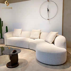 Hiện đại tối giản màu trắng đồ nội thất nhà sảnh khách sạn Vòng ghế dài sang trọng vải Teddy sofa phòng chờ boucle cong sofa đi văng - Product Image 6