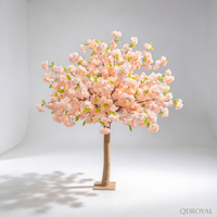 Vente en gros d'arbres artificiels en soie rose et blanc, cerisiers en fleurs, décorations d'intérieur et d'extérieur, arbres artificiels