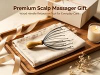 Masseur de tête à manche en bois, masseur de cuir chevelu portatif, gratte-tête relaxant pour soulager le stress, cadeau