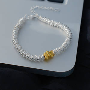 Pulsera de tenis de plata 925, brazalete chino de plata, pulseras de pareja, brazalete de acero chapado en oro, pulsera de plata s925 - Product Image 1