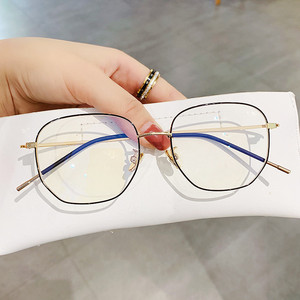 Monture de lunettes anti-lumière bleue, rectangulaire, en métal, monture complète, unisexe, verres en résine, pour utilisation sur ordinateur - Product Image 1