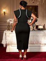 Nouvelle robe midi élégante décontractée pour femmes grandes tailles, robe sans manches à sequins, style empire, pour l'été
