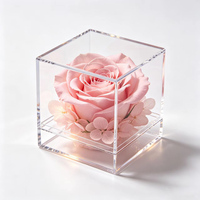 Boîte de présentation de fleurs en acrylique personnalisée de luxe avec couvercle, résistante à l'eau, écologique, pour le rangement, la décoration et l'emballage
