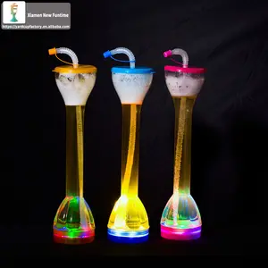 LED Plastic Shining Flashing 650ml 700ml Yard Cup Nightclub Drink Beer Wine Cup