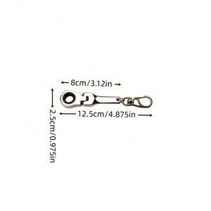 10mm Fashion Zinc Alloy Ratcheting Wrench Keychain Portable Adjustable <b>Silver</b> Black Rainbow Ratchet Wrench Tool <b>Key</b> <b>Ring</b> - Product Image 6