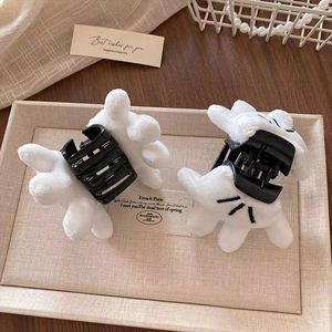 Pinza de Pelo de Felpa Blanca con Diseño de Palma, Adorable y Esponjosa, Accesorio Creativo para el Cabello, Regalo Original - Product Image 2