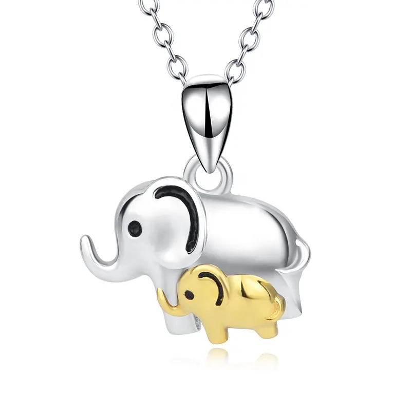 مخصص الصلبة 925 فضة الأم الطفل البطانة حجر قلادة على شكل فيل أقراط مجوهرات