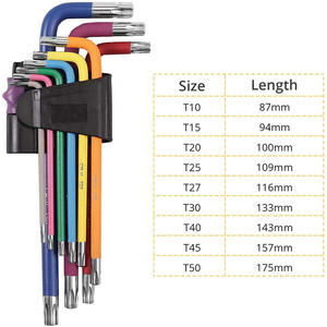 Clés hexagonales industrielles métriques multifonctionnelles pliantes <span class=keywords><strong>Torx</strong></span> 6 angles en acier au chrome-vanadium, 9 pièces - Product Image 3