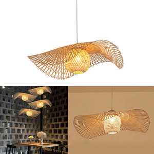 Charming Rustic Single <b>Bamboo</b> Woven Pendant <b>Light</b> Elegant Chandelier & Lighting Option - Product Image 4
